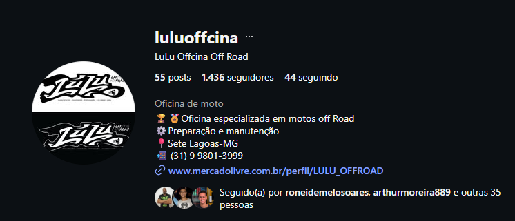 Perfil oficial @luluoffcina no Instagram